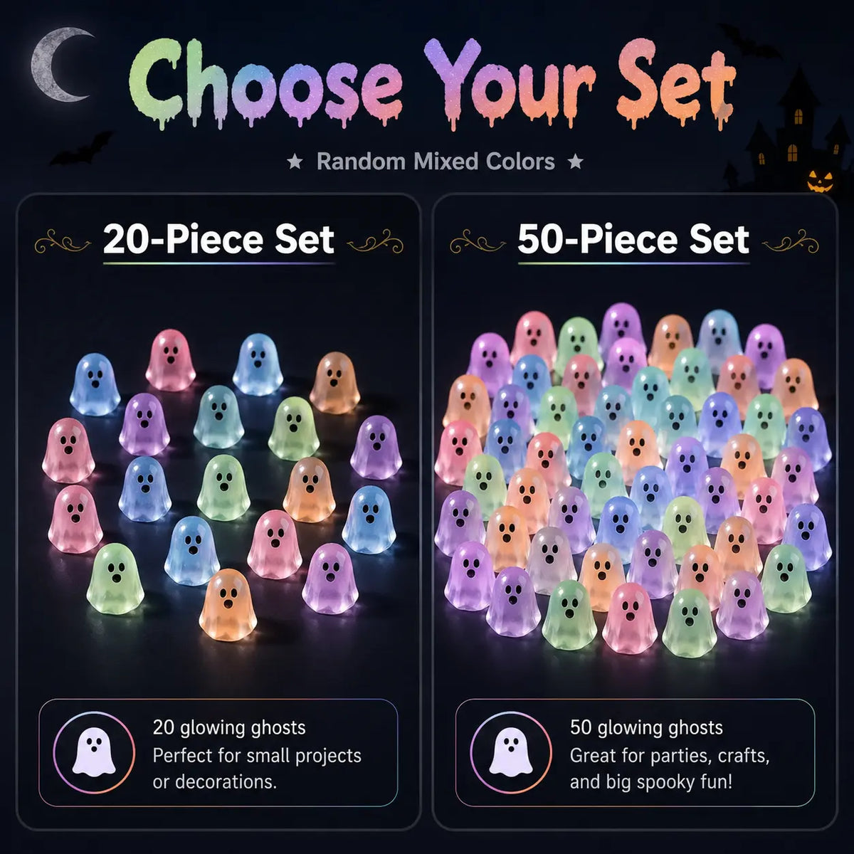 👻 Glow-in-the-Dark Ghost Beads – 20/50pcs for Halloween & DIY Crafts 🎃