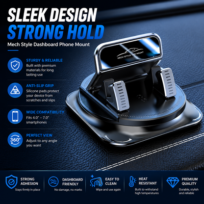 🚗 360° Car Phone Holder 📱 | Dashboard Suction Cup Mount for iPhone & Android 🔄