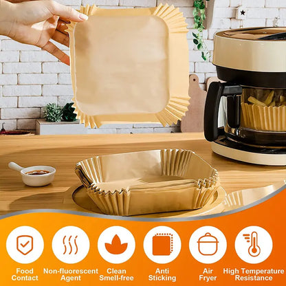 100PCS Disposable Air Fryer Paper Liners – Non-Stick, Oil-Proof & Easy Cleanup