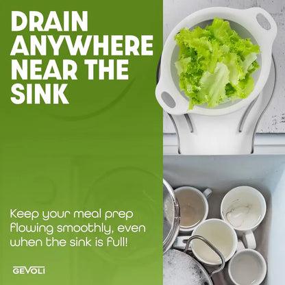 🥬💧 Gevoli 3-Pack Collapsible Colander Set with Self-Draining Base – 3QT, 4QT & 5QT