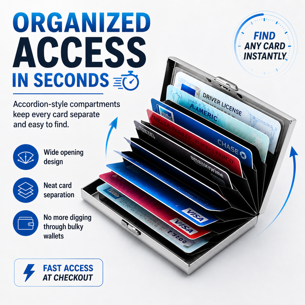 RFID Blocking Metal Card Holder – Slim Stainless Steel Wallet, 6/10 Slot