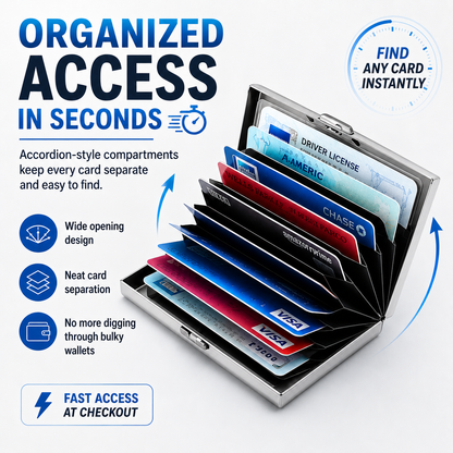 RFID Blocking Metal Card Holder – Slim Stainless Steel Wallet, 6/10 Slot