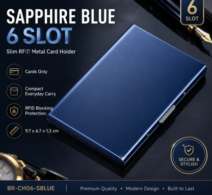 RFID Blocking Metal Card Holder – Slim Stainless Steel Wallet, 6/10 Slot