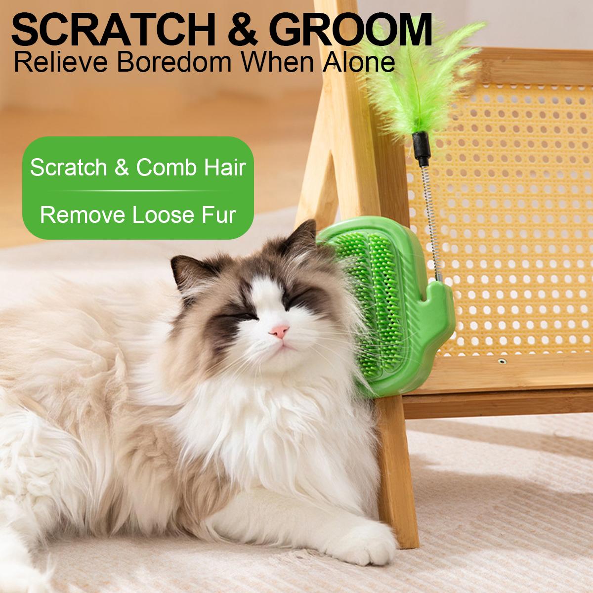 3-in-1 Soft Plastic Cat Corner Groomer with Catnip - Grooming Supplies