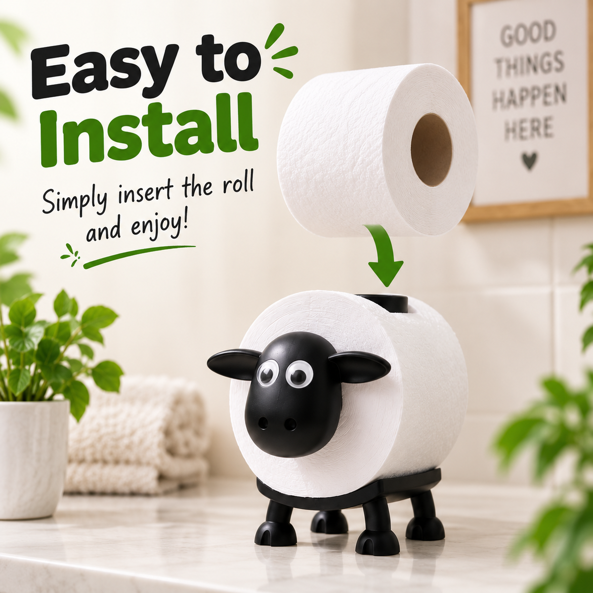 🐑 2 Pcs Sheep Toilet Roll Holder – Cute Farmhouse Bathroom Tissue Dispenser