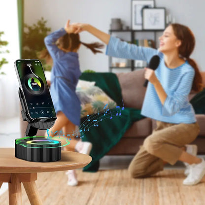 🔊📱5-in-1 Wireless Smartphone Speaker Stand – Bluetooth Audio, LED Light & Power Bank ✨