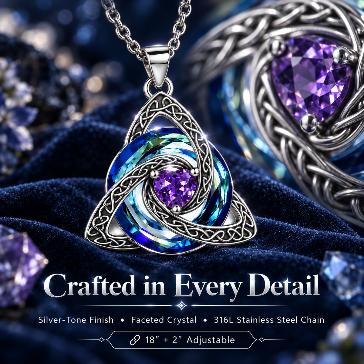 Birthstone Celtic Knot Necklace for Women