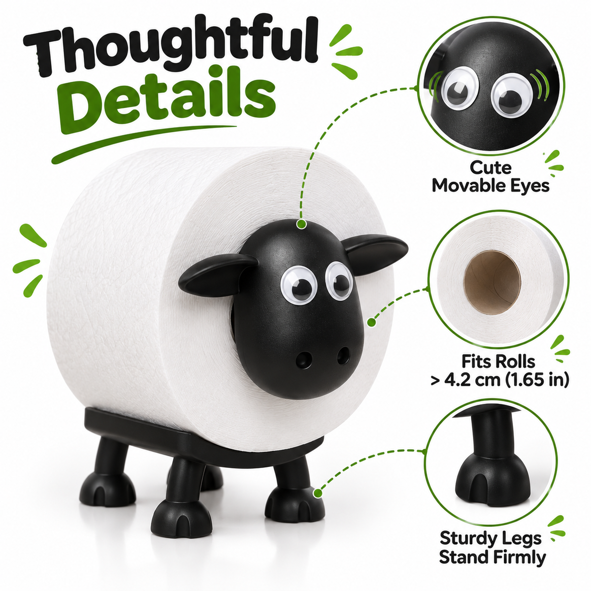 🐑 2 Pcs Sheep Toilet Roll Holder – Cute Farmhouse Bathroom Tissue Dispenser
