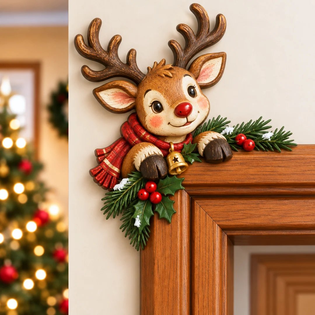 💯Christmas Peekaboo Door Frame Corner Decor丨Size: 20 cm