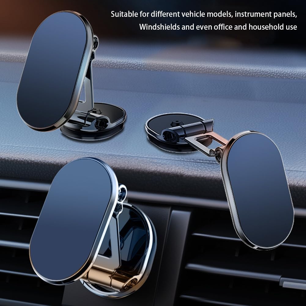 📱 Foldable Magnetic Car Phone Holder – 360° Rotating Metal Mount