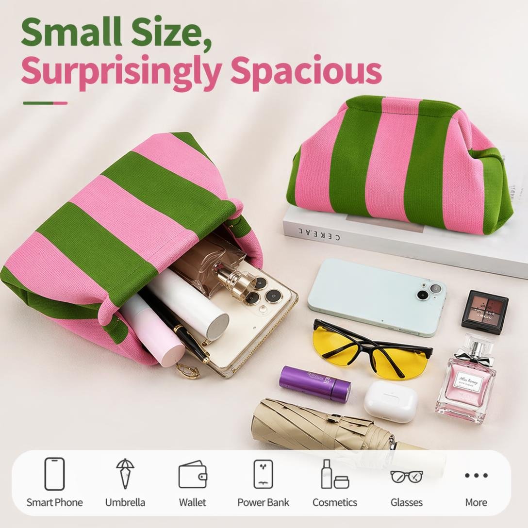 ☁️ Women's Striped Dot Cloud Handbag 👜 | Clip-Top Crossbody Bag ✨