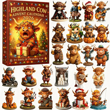 🎄 24 Days of Highland Cow Christmas Advent Calendar 2026 | 24 Unique 3D Cow Figures