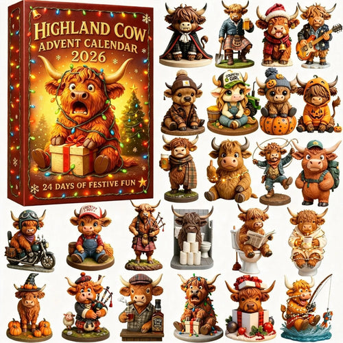 🎄 24 Days of Highland Cow Christmas Advent Calendar 2026 | 24 Unique 3D Cow Figures
