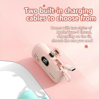 🔋⚡ 5000mAh Mini Portable Charger – 22.5W Output, USB-C & USB-A Ports, Digital Power Display 📱