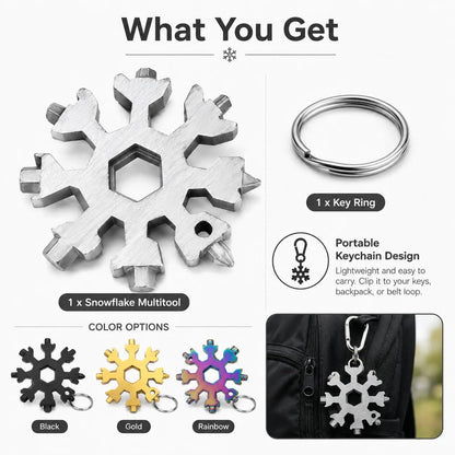 ❄️🛠️ 2-Pack Viral 18-in-1 Snowflake Multi-Tool Stainless Steel Portable Wrench 🔧✨