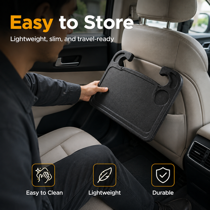 2-in-1 Car Steering Wheel Desk - Black ABS Plastic Food & Laptop Tray