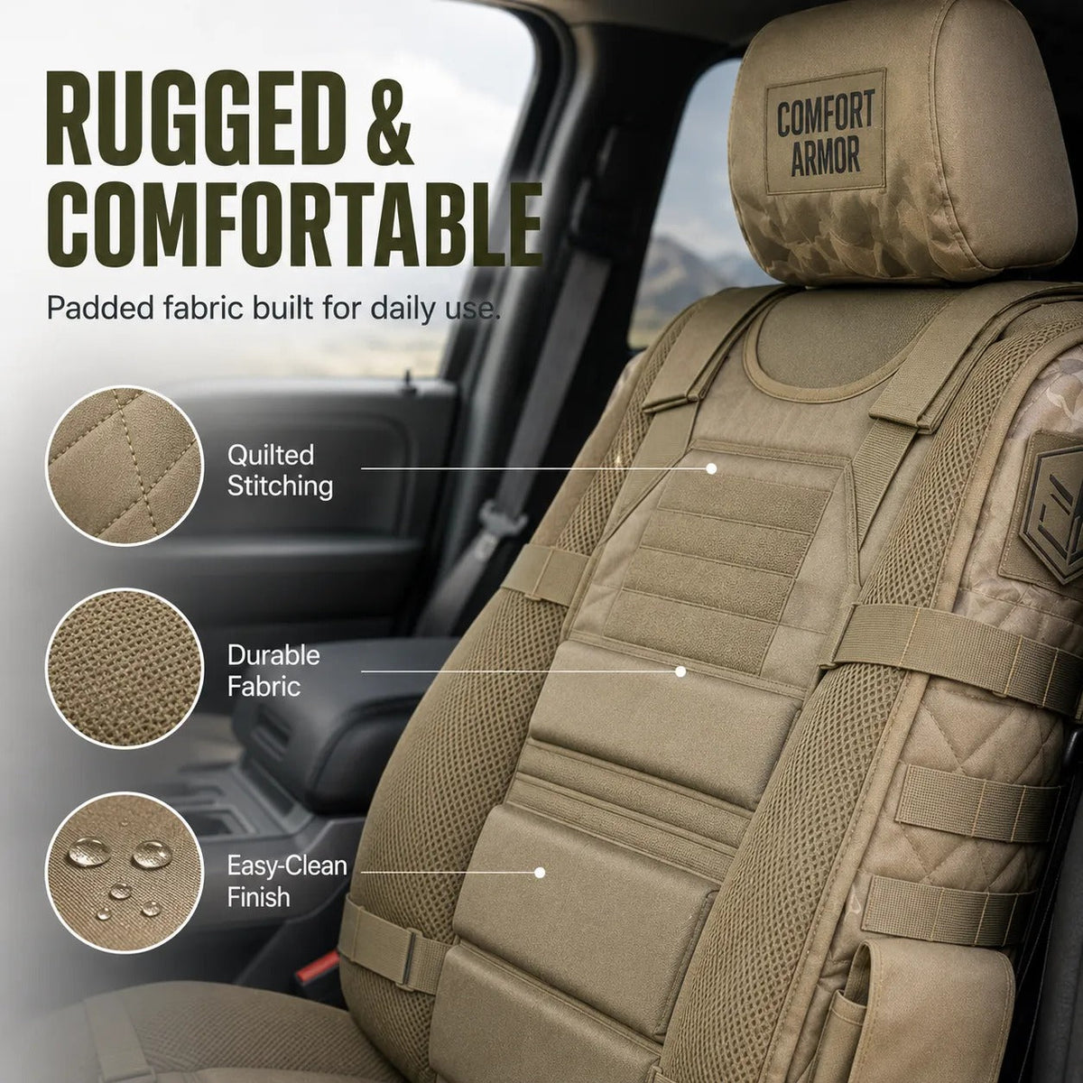 🔥 50% OFF – Rugged MOLLE Truck Seat Cover | Tactical Storage, Tough Seat Protection & All-Day Comfort 🚙