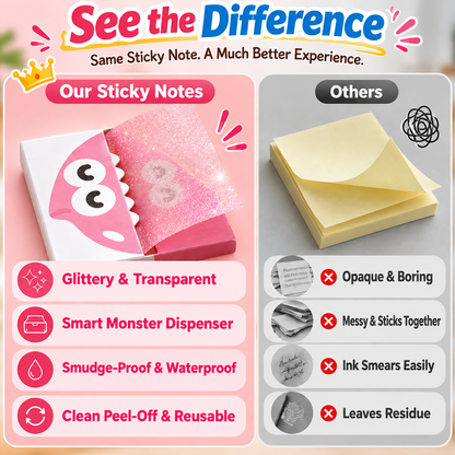 ✨ Glitter Transparent Pull-Out Sticky Notes & Aesthetic Memo Pads