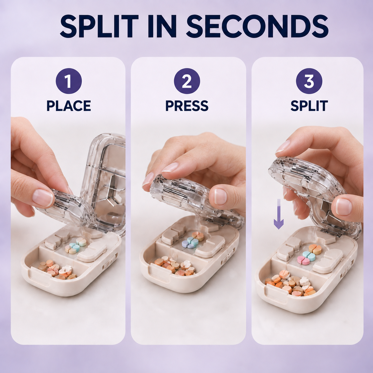 ⏳ Last day 49% OFF -💊Portable Pill Cutter/Splitter & Storage Case (Cuts into 1/2, 1/3, or 1/4 portions)