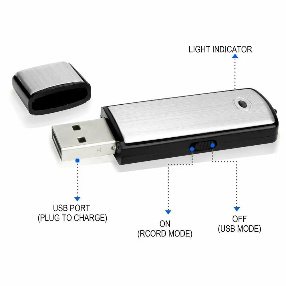USB Flash Drive Voice Recorder 2-in-1 – Voice Activated, Smart Noise Reduction, Auto File Save