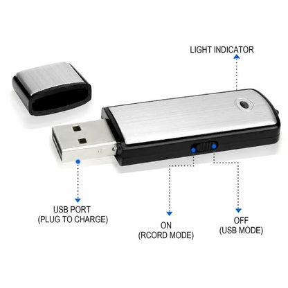 USB Flash Drive Voice Recorder 2-in-1 – Voice Activated, Smart Noise Reduction, Auto File Save