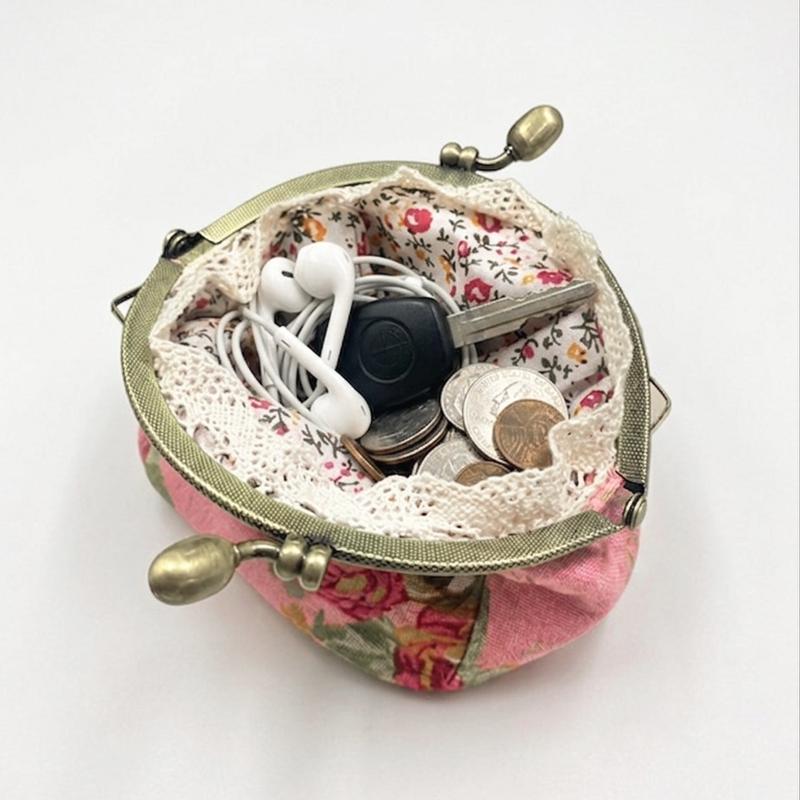 🌸 Vintage Floral Kiss-Lock Mini Wallet Clutch — Lightweight Daily Carry Purse for Women