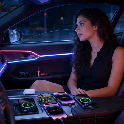 🚗 20W Bluetooth 5.3 FM Transmitter Car Charger – Fast Charging, Hands-Free Calls & RGB Ambient Lighting