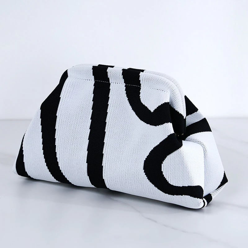 ☁️ Women's Striped Dot Cloud Handbag 👜 | Clip-Top Crossbody Bag ✨