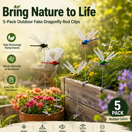 🌈 Realistic Dragonfly Clips – Colorful Garden & Outdoor Decor