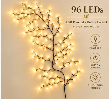 🌿✨ Flexible LED Branch Lights | Remote-Controlled Holiday Wall Decor 🎄💡