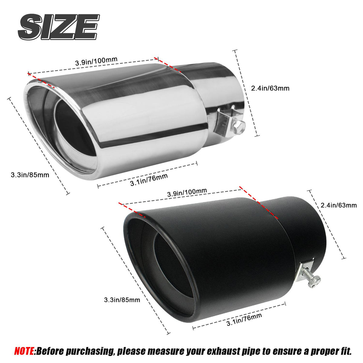 Universal Stainless Steel Car Exhaust Muffler Tip Trim Decor