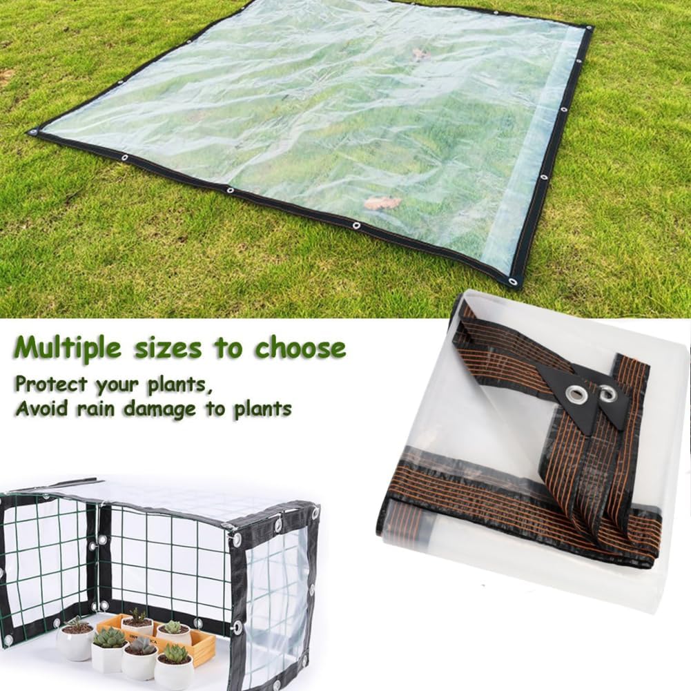 🌂10x13FT Heavy Duty Clear Tarp: 2026 Upgraded 100% Waterproof Rain Shield for Patio & Porch, Crystal Clear Vinyl Cover for Outdoor Furniture, BBQ & Deck, Reinforced Leak-Proof Tarpaulin