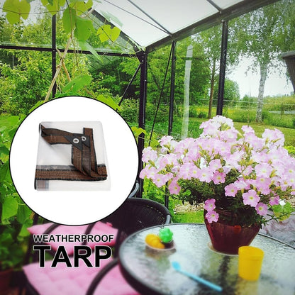 🌂10x13FT Heavy Duty Clear Tarp: 2026 Upgraded 100% Waterproof Rain Shield for Patio & Porch, Crystal Clear Vinyl Cover for Outdoor Furniture, BBQ & Deck, Reinforced Leak-Proof Tarpaulin