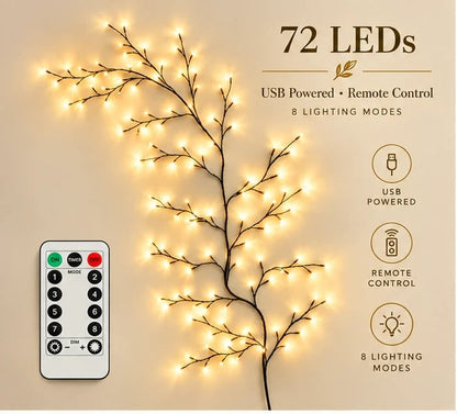 🌿✨ Flexible LED Branch Lights | Remote-Controlled Holiday Wall Decor 🎄💡