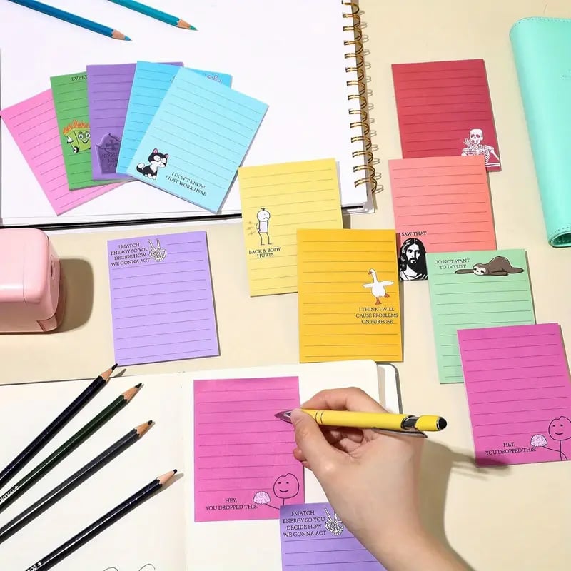 😏🎁 Sarcastic Office Sticky Notes - ✨ 12-Pack Funny Desk Memo Pads & Gift