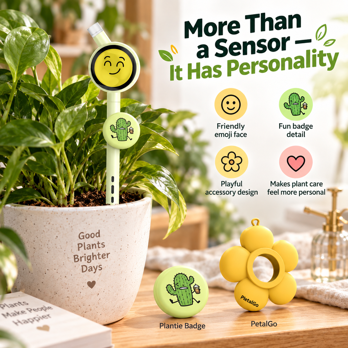 🌱 Plantiemoji™ Smart Plant Care Sensor – 4-in-1 Emoji Plant Monitor