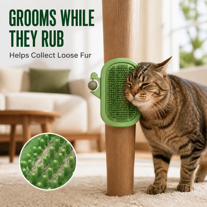 3-in-1 Soft Plastic Cat Corner Groomer with Catnip - Grooming Supplies