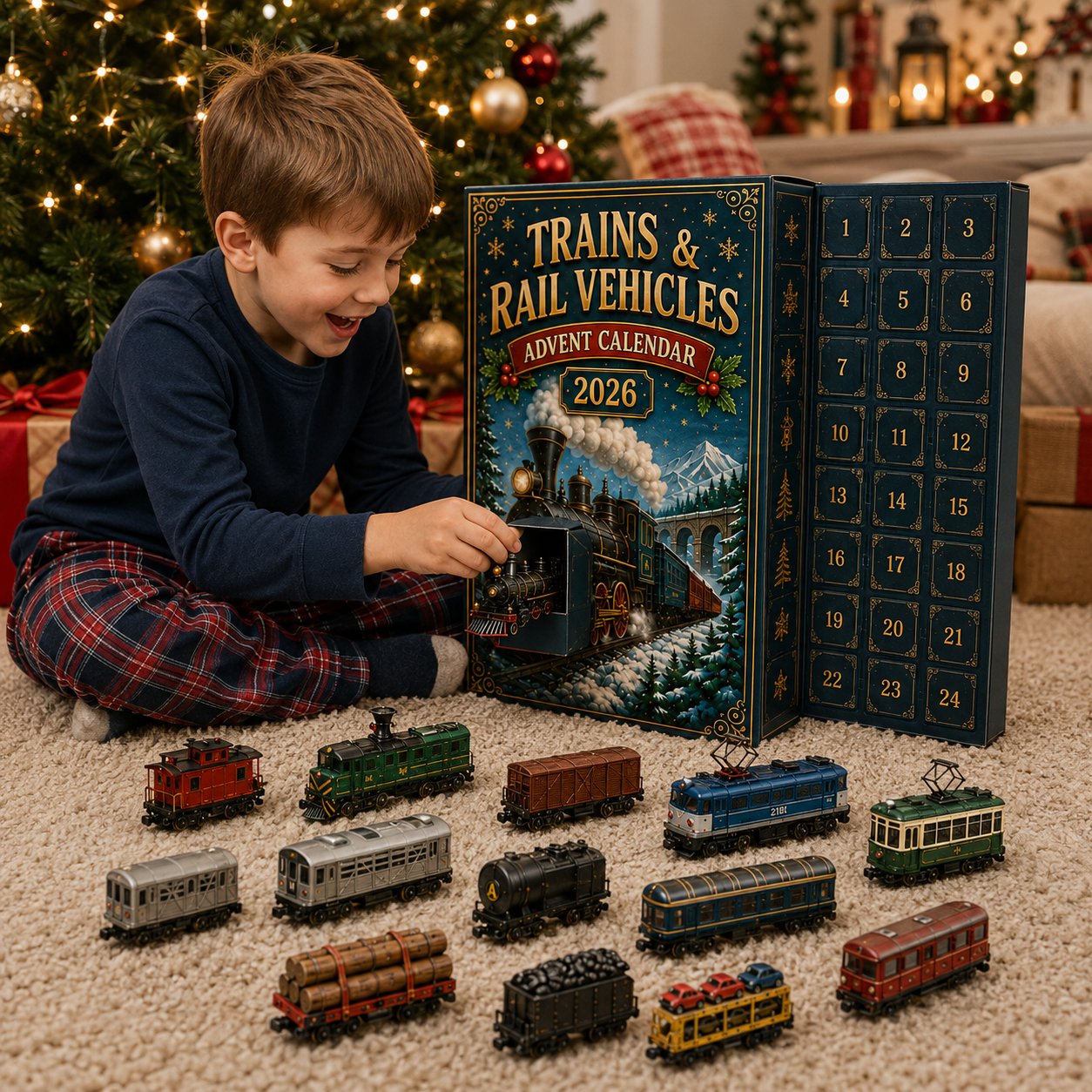 ⏰Christmas Early Bird 50% OFF-🎄🚂Trains & Rail Vehicles Advent Calendar 2026 – 24 Railway Surprises