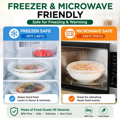 🔥LAST DAY 49% OFF🔥🍽️ Elastic Stretch Bowl Covers 🔁Disposable Microwave Safe Food Storage Covers