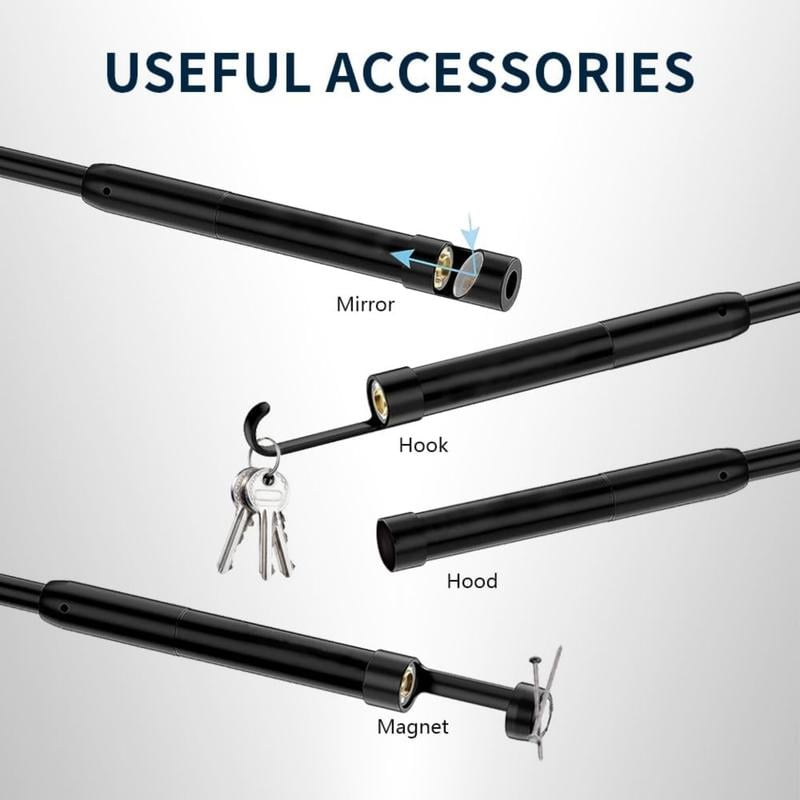 16.4ft Endoscope Camera with Light for iPhone and Android, 480P HD IP67 Waterproof Borescope with 6 Adjustable LED Lights, Semi-Rigid Snake Camera, 5.5mm Black, Diagnostic Tool
