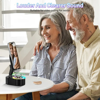 🔊📱5-in-1 Wireless Smartphone Speaker Stand – Bluetooth Audio, LED Light & Power Bank ✨