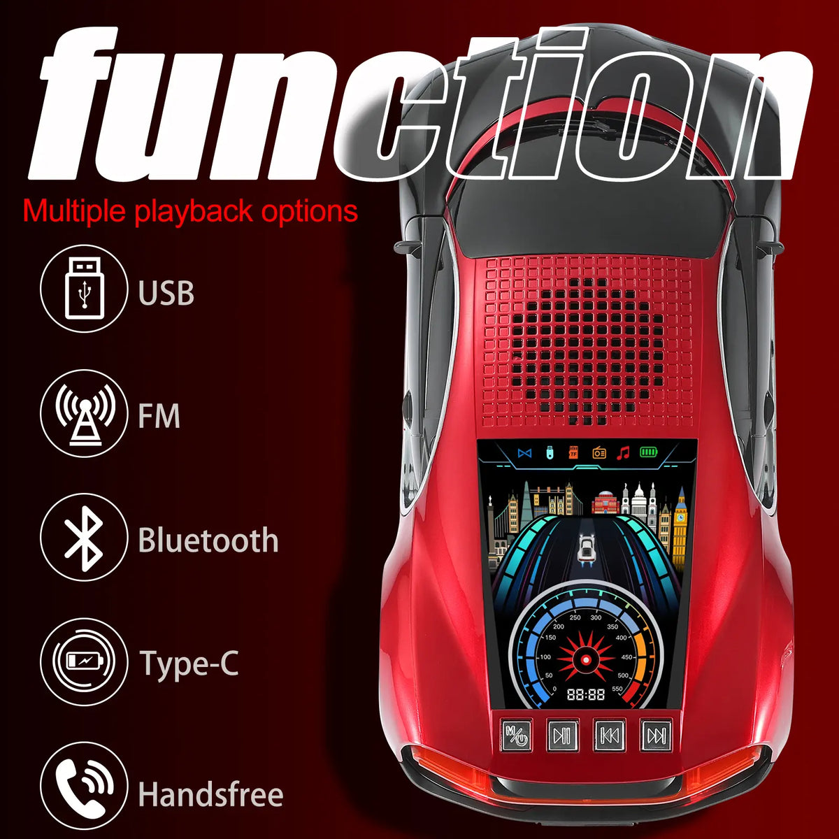 WSTER WS-660 Supercar Bluetooth Speaker with LED Lights