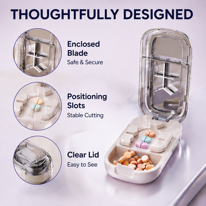 ⏳ Last day 49% OFF -💊Portable Pill Cutter/Splitter & Storage Case (Cuts into 1/2, 1/3, or 1/4 portions)