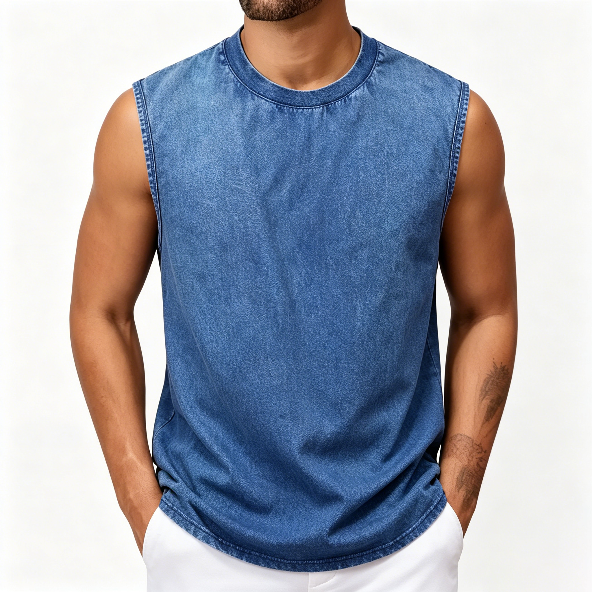 💪 Heavyweight Vintage Washed Gym Tank for Men | 100% Cotton Athletic Fit Muscle Undershirt
