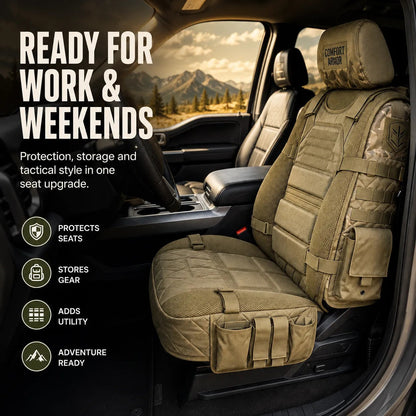 🔥 50% OFF – Rugged MOLLE Truck Seat Cover | Tactical Storage, Tough Seat Protection & All-Day Comfort 🚙