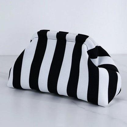 ☁️ Women's Striped Dot Cloud Handbag 👜 | Clip-Top Crossbody Bag ✨