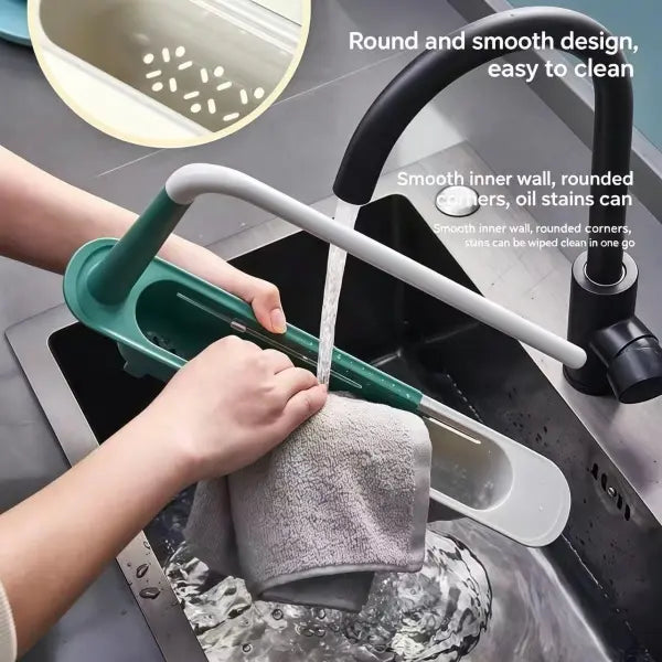 🧽 2-in-1 Telescopic Sink Organizer Rack – Expandable Sponge, Soap & Cloth Holder 🌿
