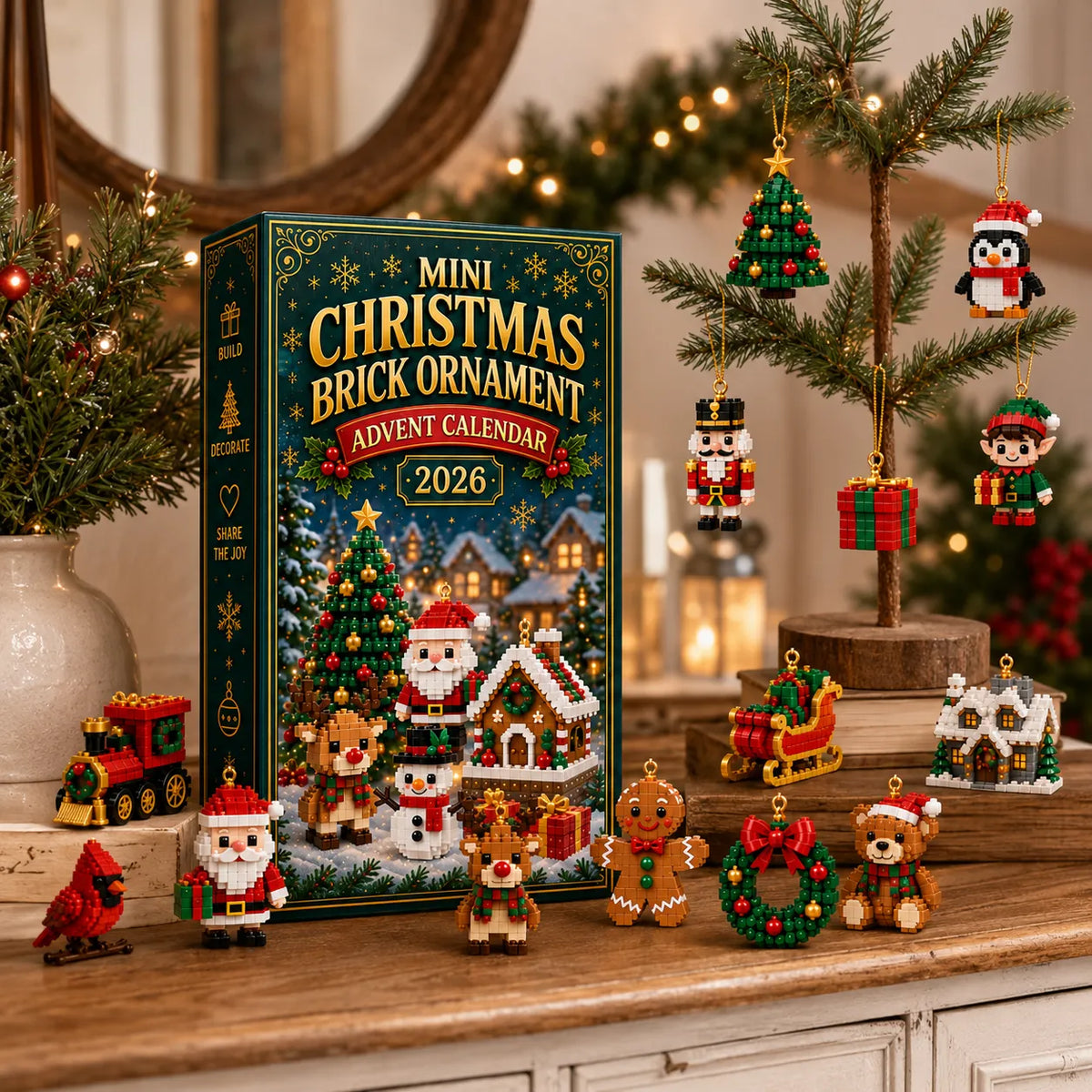 🎄24-Day Mini Christmas Brick Ornament Advent Calendar | 24 Unique Buildable Holiday Ornaments to Create, Hang & Keep 🧱