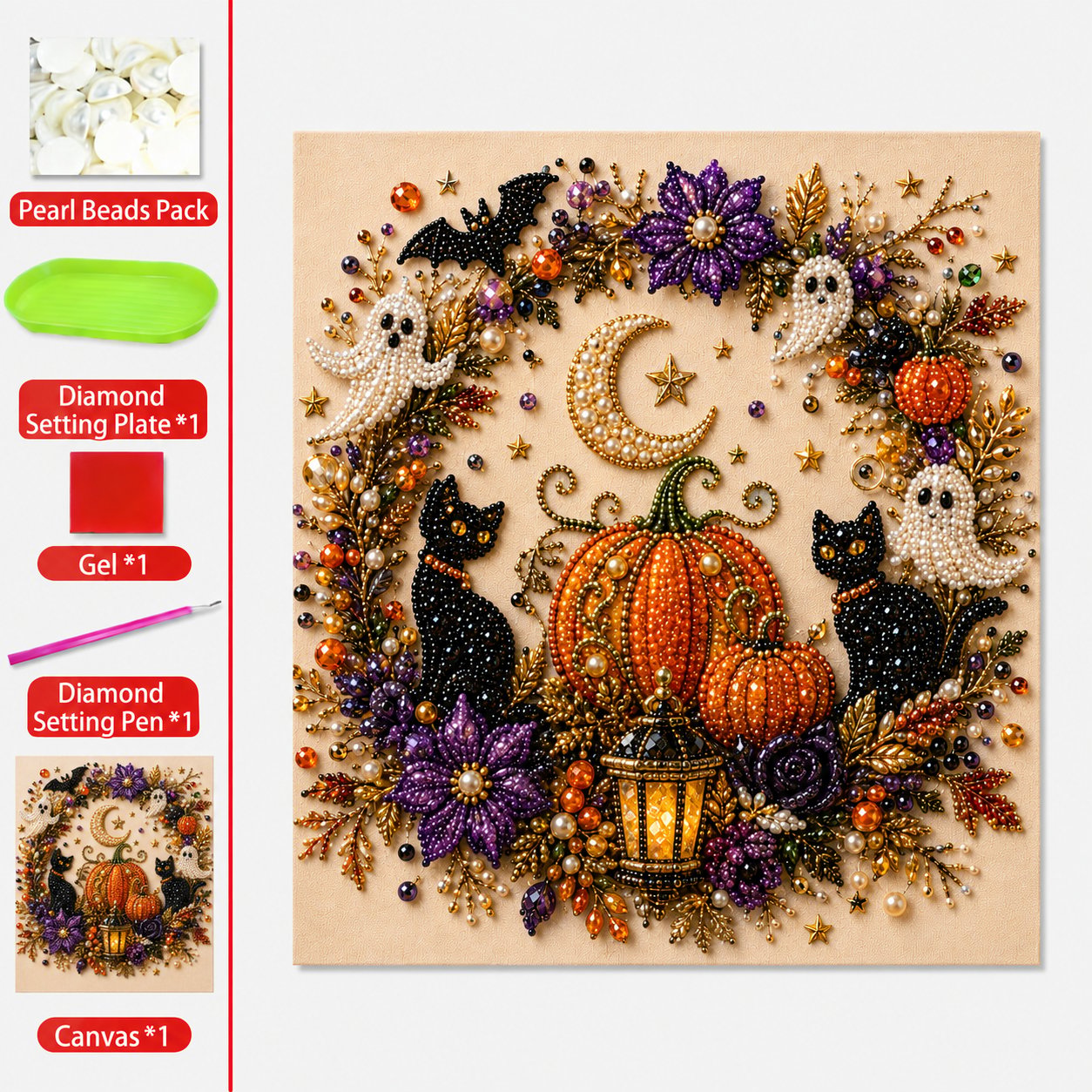 💥 Last Day 57% OFF – 👻✨ Halloween Pearl Art DIY Kit – Turn Tiny Pearls into Spooky-Cute Magic