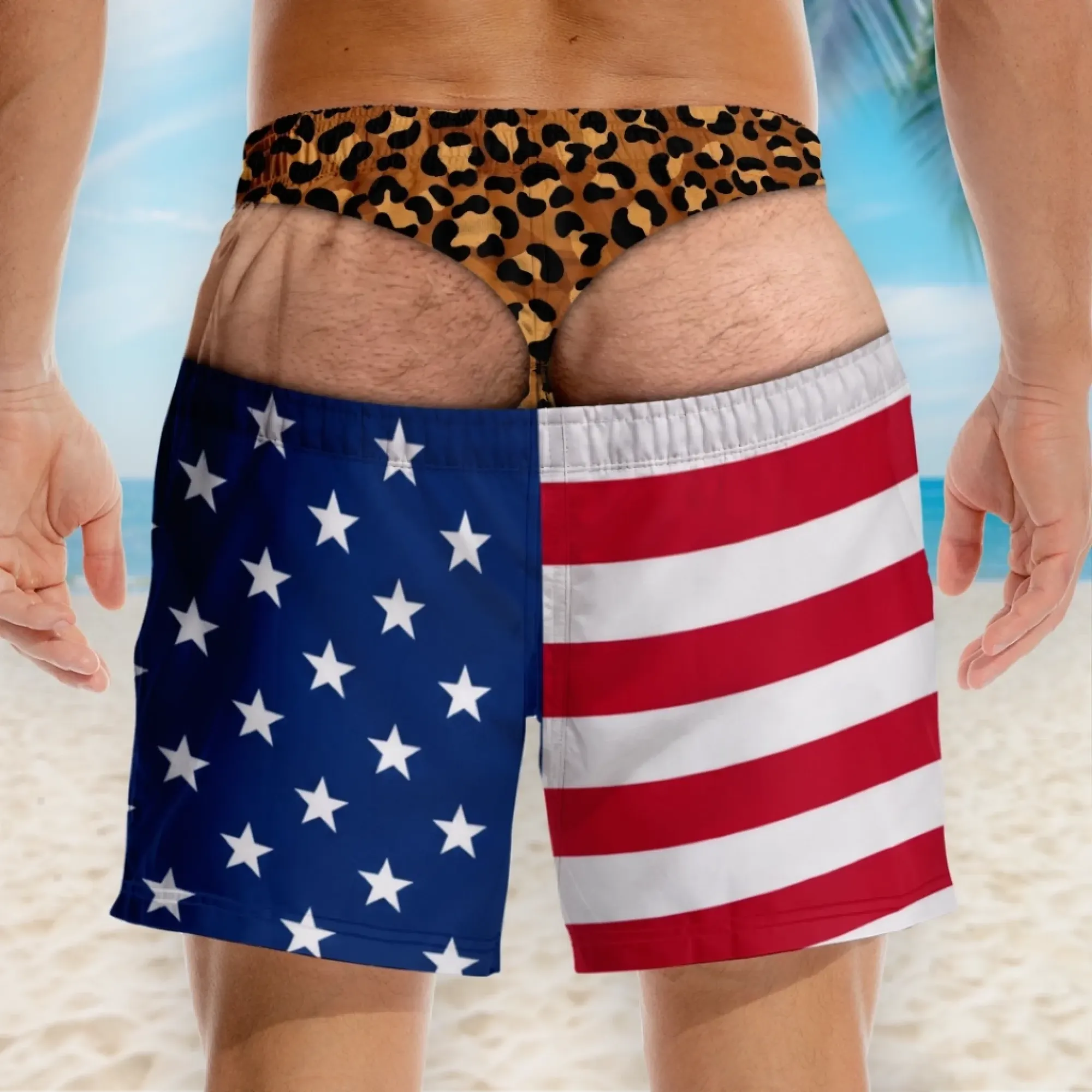 🔥8800+ sold 50% OFF🎁Funny Patriotic Men's Swim Trunks – Personalized Wide Load Beach Shorts